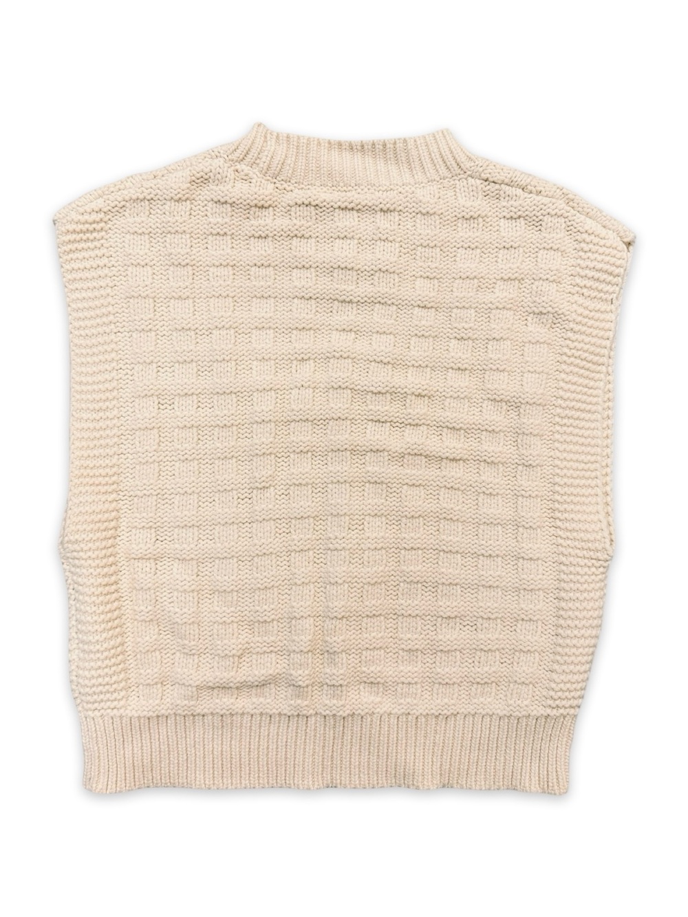 Madewell Checkered-Stitch Wedge Sweater Vest Antique Cream Women’s Medium - Picture 4 of 5